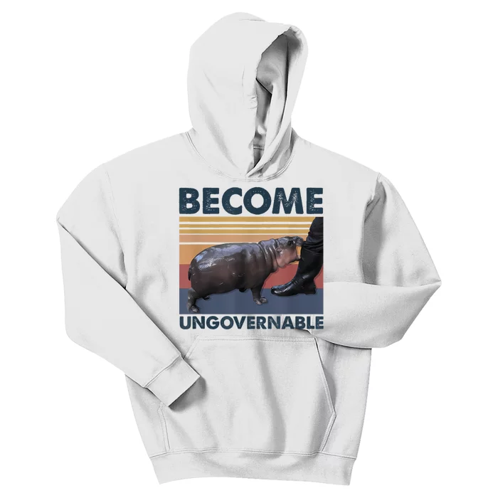 Become Ungovernable Moo Deng Cute Baby Hippo Funny Hippo Kids Hoodie