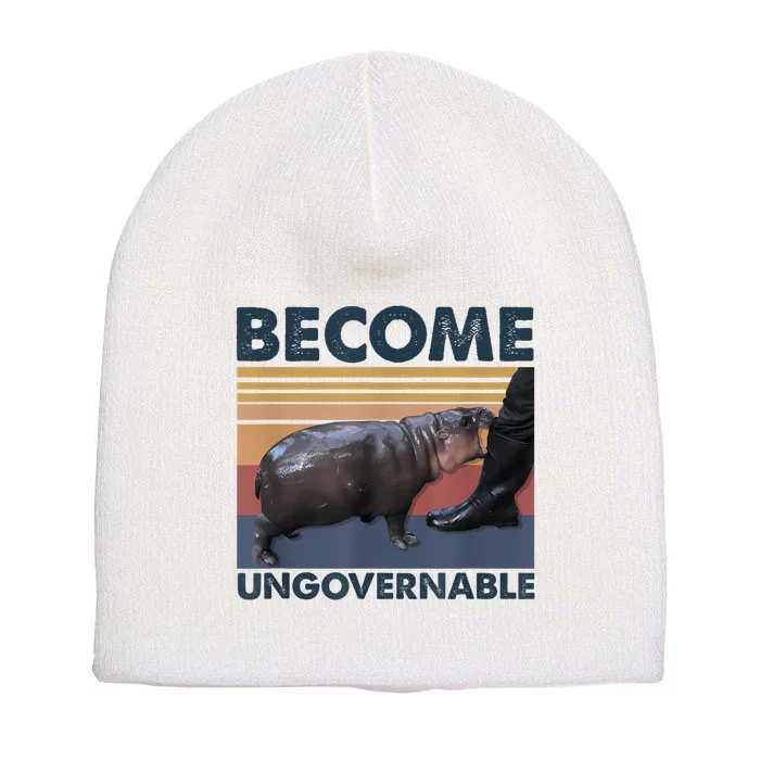 Become Ungovernable Moo Deng Cute Baby Hippo Funny Hippo Short Acrylic Beanie