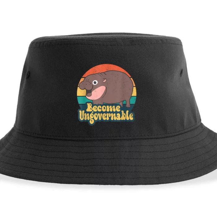 Become Ungovernable Moo Deng Humor Cute Baby Hippo Joke Sustainable Bucket Hat