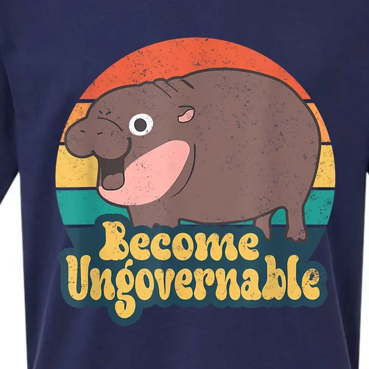 Become Ungovernable Moo Deng Humor Cute Baby Hippo Joke Sueded Cloud Jersey T-Shirt