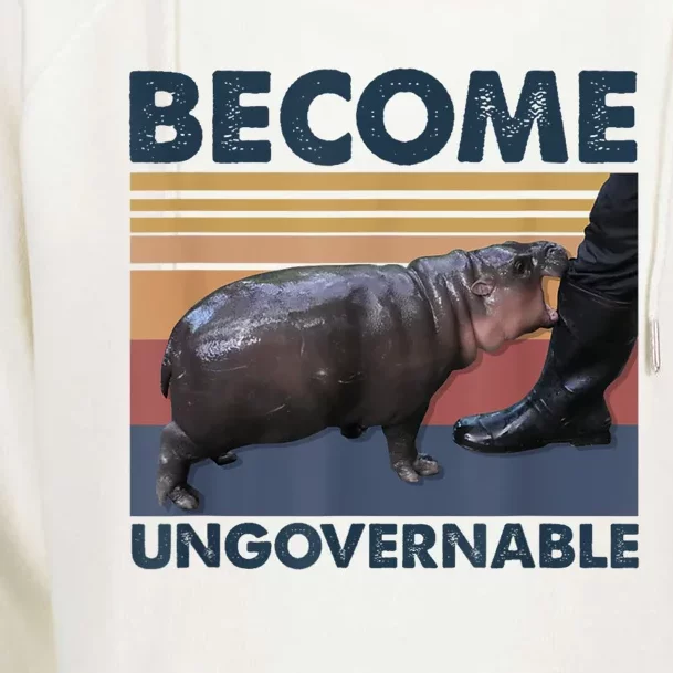 Become Ungovernable Moo Deng Humor Womens Funnel Neck Pullover Hood