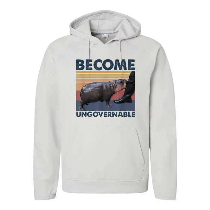 Become Ungovernable Moo Deng Humor Performance Fleece Hoodie