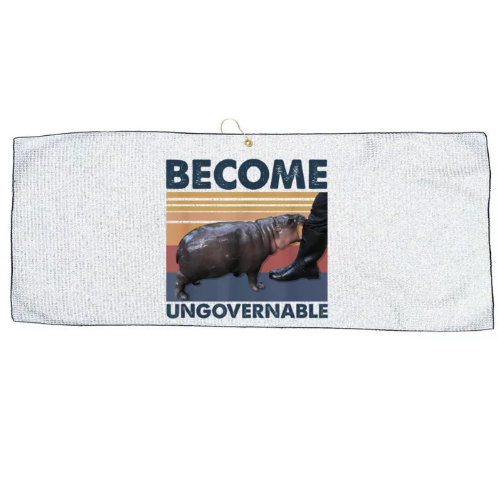 Become Ungovernable Moo Deng Humor Large Microfiber Waffle Golf Towel