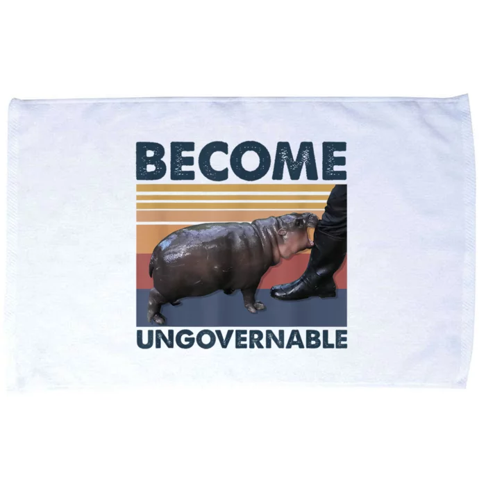 Become Ungovernable Moo Deng Humor Microfiber Hand Towel