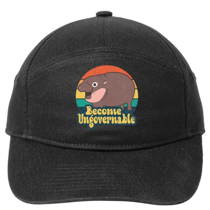 Become Ungovernable Moo Deng Humor Cute Baby Hippo Joke 7-Panel Snapback Hat