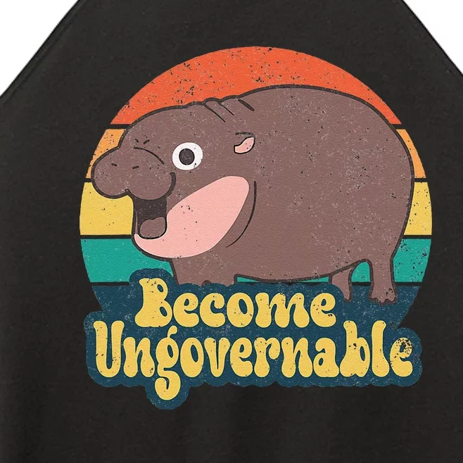 Become Ungovernable Moo Deng Humor Cute Baby Hippo Joke Women’s Perfect Tri Rocker Tank