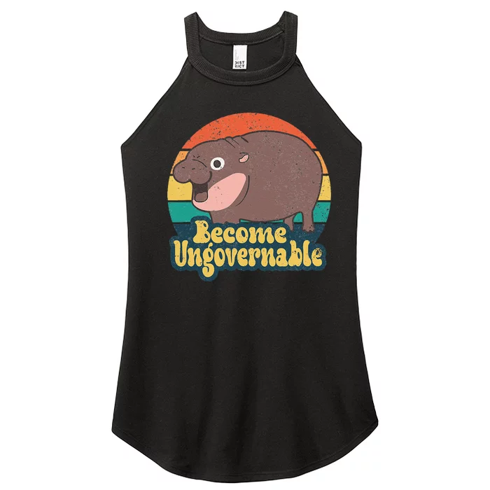 Become Ungovernable Moo Deng Humor Cute Baby Hippo Joke Women’s Perfect Tri Rocker Tank