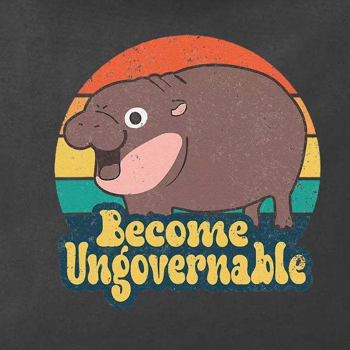 Become Ungovernable Moo Deng Humor Cute Baby Hippo Joke Zip Tote Bag