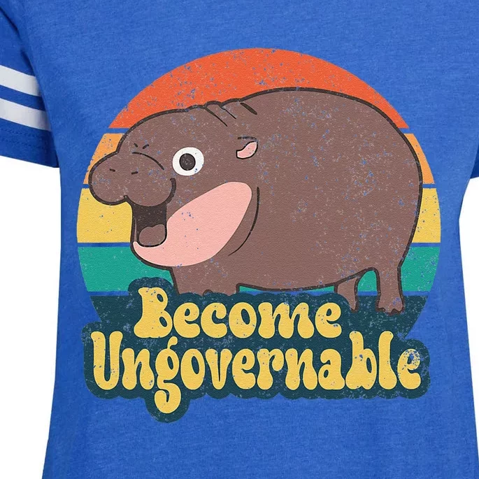 Become Ungovernable Moo Deng Humor Cute Baby Hippo Joke Enza Ladies Jersey Football T-Shirt