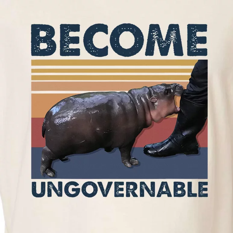 Become Ungovernable Moo Deng Cute Baby Hippo Funny Hippo Garment-Dyed Women's Muscle Tee