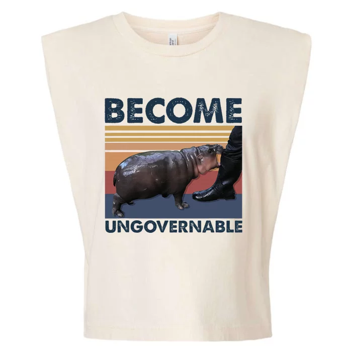 Become Ungovernable Moo Deng Cute Baby Hippo Funny Hippo Garment-Dyed Women's Muscle Tee