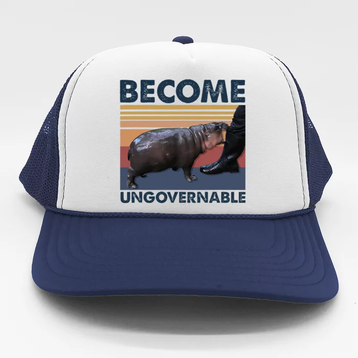 Become Ungovernable Moo Deng Cute Baby Hippo Funny Hippo Trucker Hat