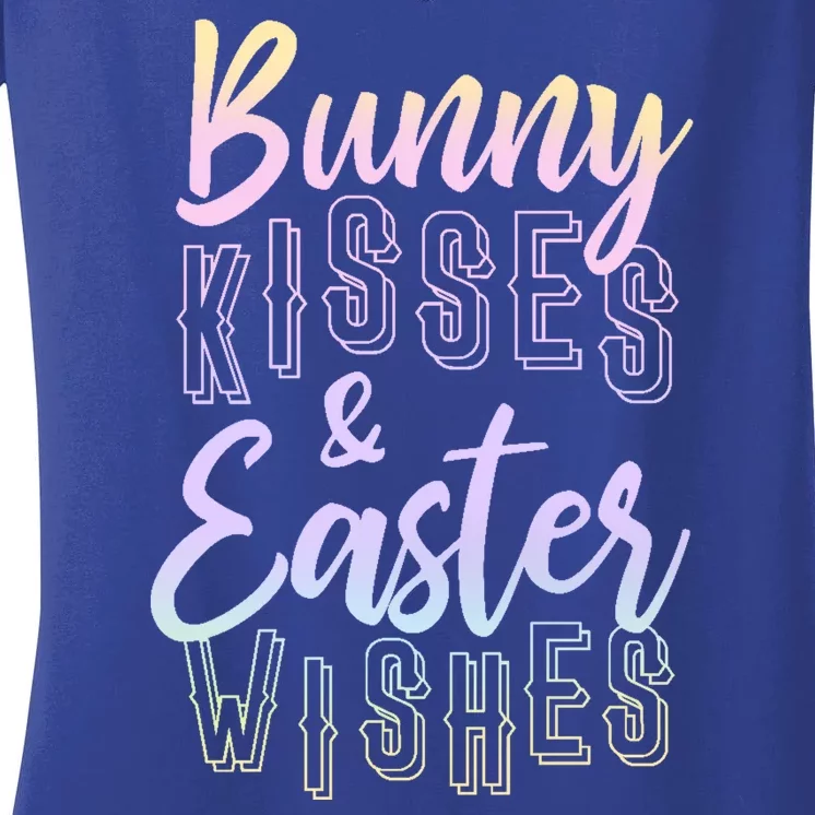 Bunny Kiss And Easter Wishes Cute Women's V-Neck T-Shirt