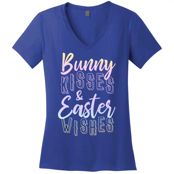 Bunny Kiss And Easter Wishes Cute Women's V-Neck T-Shirt