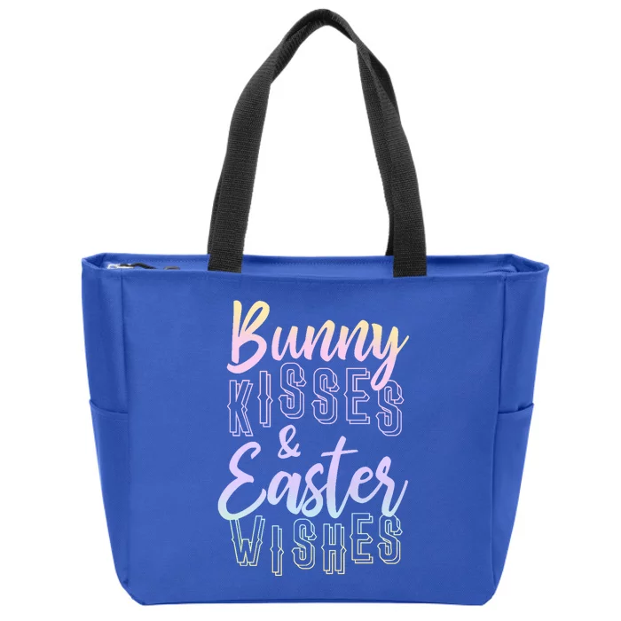 Bunny Kiss And Easter Wishes Cute Zip Tote Bag