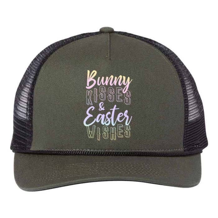 Bunny Kiss And Easter Wishes Cute Retro Rope Trucker Hat Cap