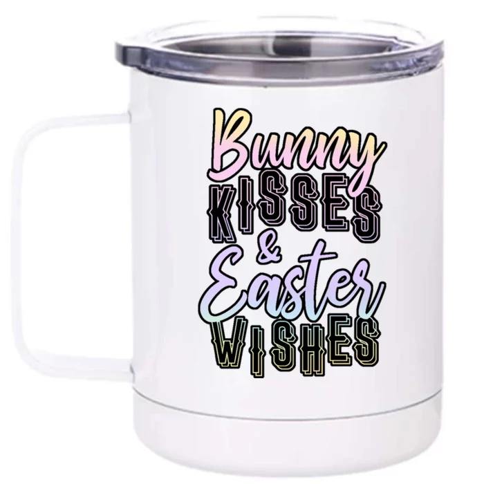 Bunny Kiss And Easter Wishes Cute Front & Back 12oz Stainless Steel Tumbler Cup