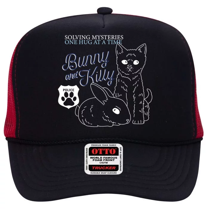 Bunny Kitty Police Solving Mysteries One Hug At A Time High Crown Mesh Trucker Hat