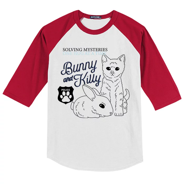 Bunny Kitty Police Solving Mysteries One Hug At A Time Kids Colorblock Raglan Jersey