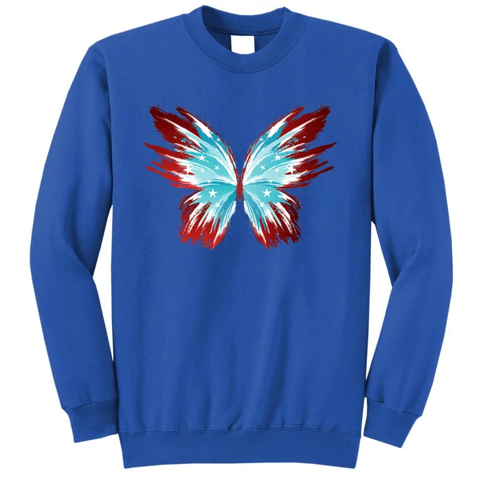 Butterfly Usa Patriotic Cute 4th Of July Cool Gift Tall Sweatshirt