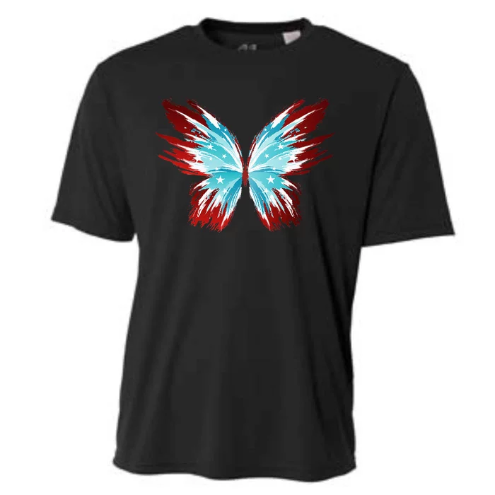 Butterfly USA Patriotic Cute 4th Of July Cooling Performance Crew T-Shirt