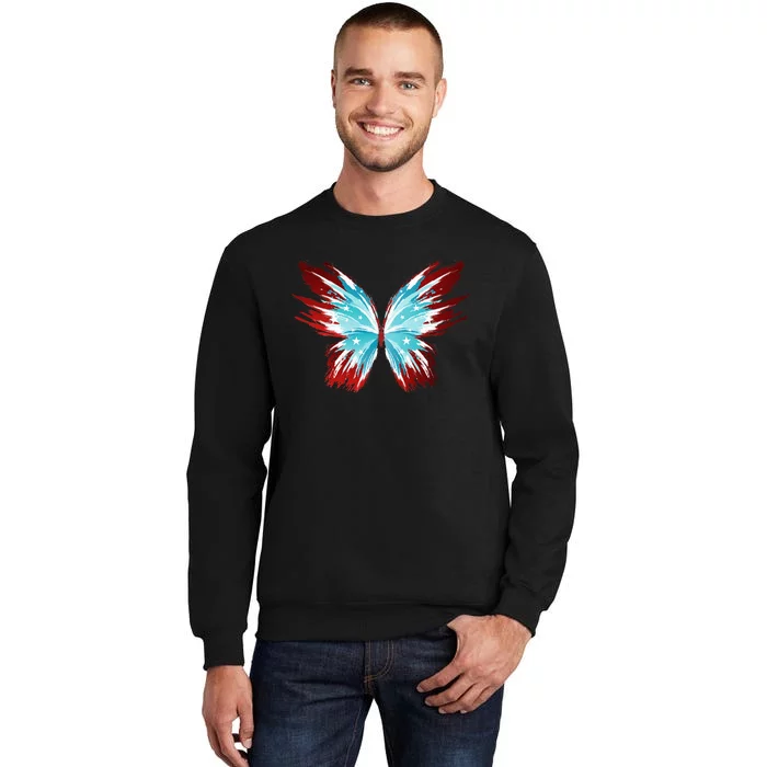 Butterfly USA Patriotic Cute 4th Of July Tall Sweatshirt