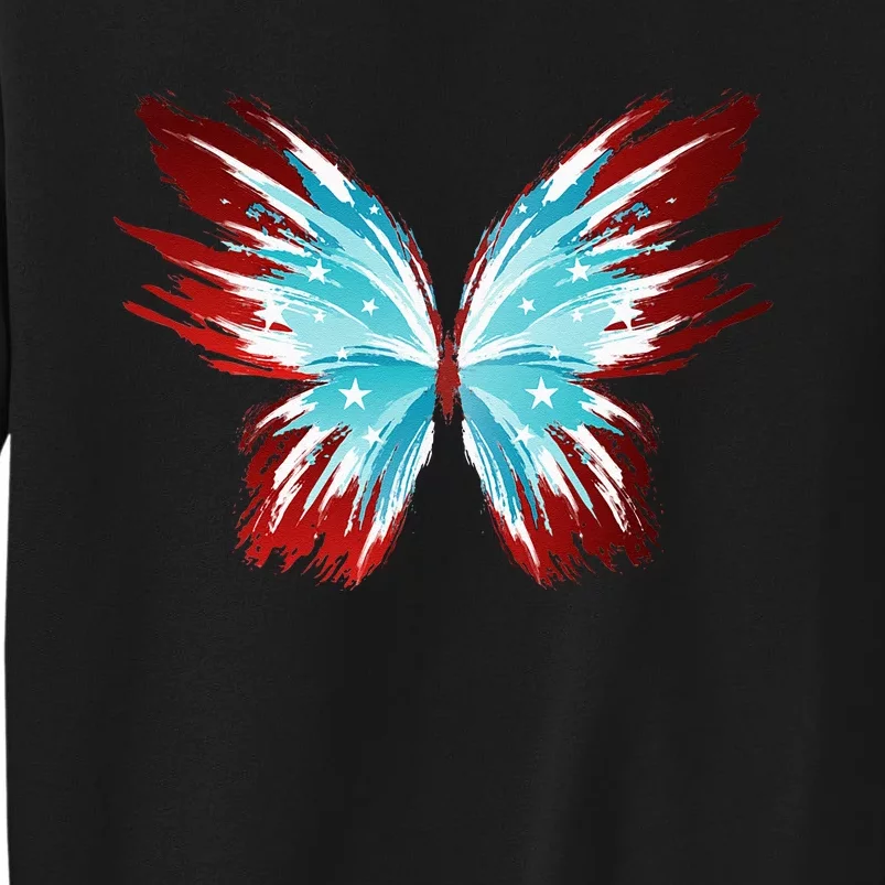 Butterfly USA Patriotic Cute 4th Of July Tall Sweatshirt