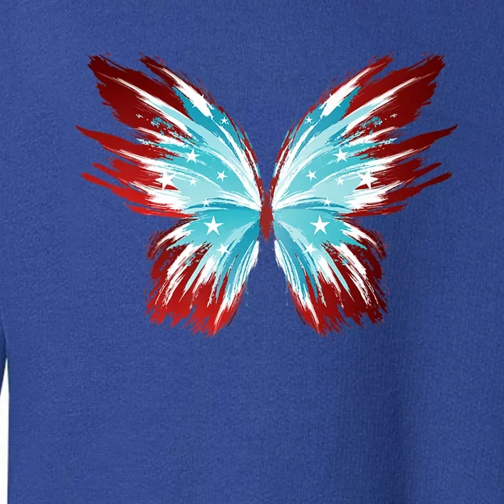 Butterfly Usa Patriotic Cute 4th Of July Gift Toddler Sweatshirt