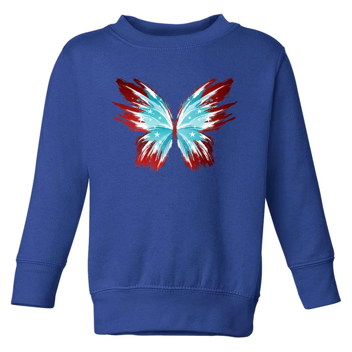 Butterfly Usa Patriotic Cute 4th Of July Gift Toddler Sweatshirt