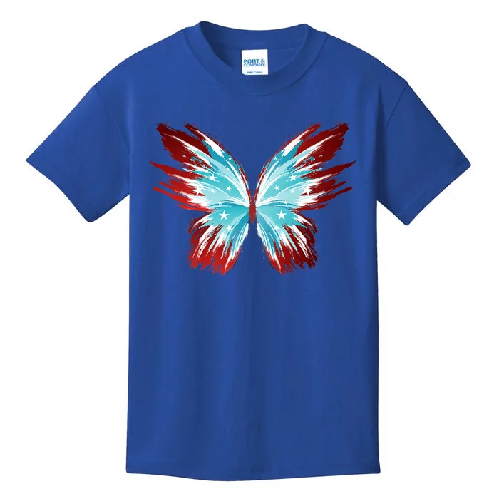 Butterfly Usa Patriotic Cute 4th Of July Gift Kids T-Shirt