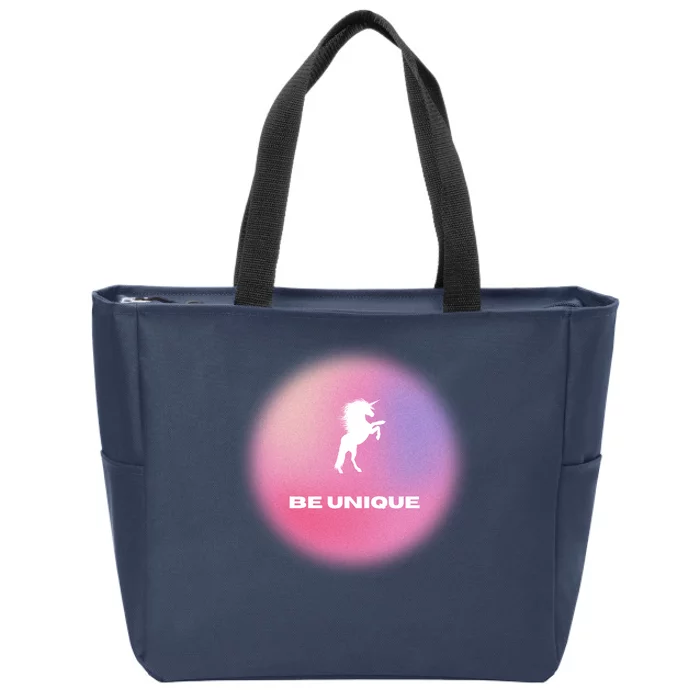 Be Unique Pink Unicorn Zip Tote Bag