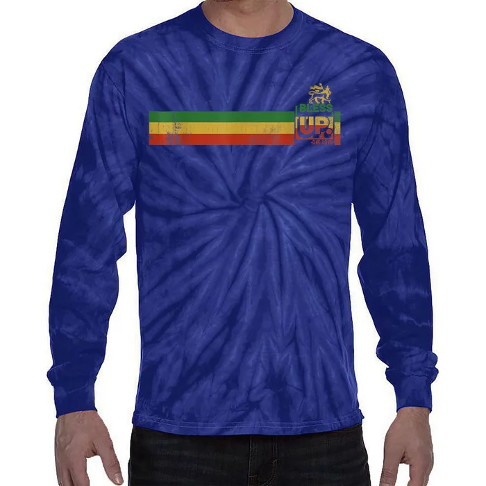 Bless UP Rasta Jamaica Roots Rock Reggae Tie-Dye Long Sleeve Shirt