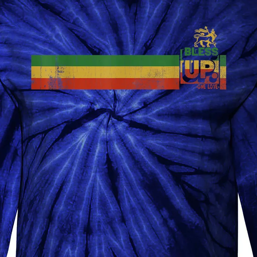 Bless UP Rasta Jamaica Roots Rock Reggae Tie-Dye Long Sleeve Shirt