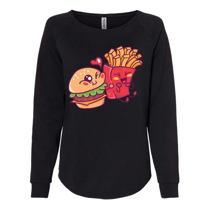 Burger Loves Fries Womens California Wash Sweatshirt