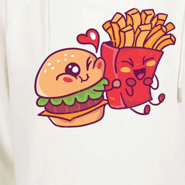 Burger Loves Fries Womens Funnel Neck Pullover Hood