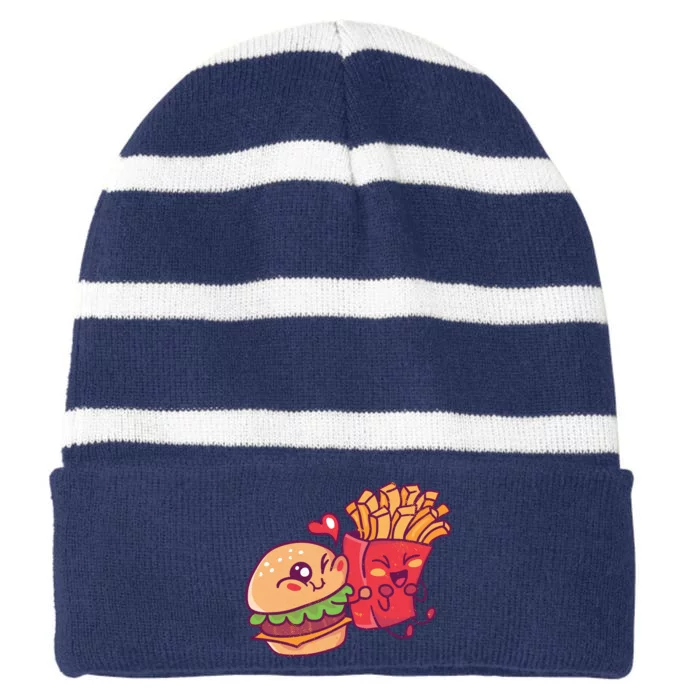 Burger Loves Fries Striped Beanie with Solid Band