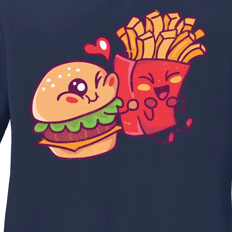 Burger Loves Fries Ladies Long Sleeve Shirt