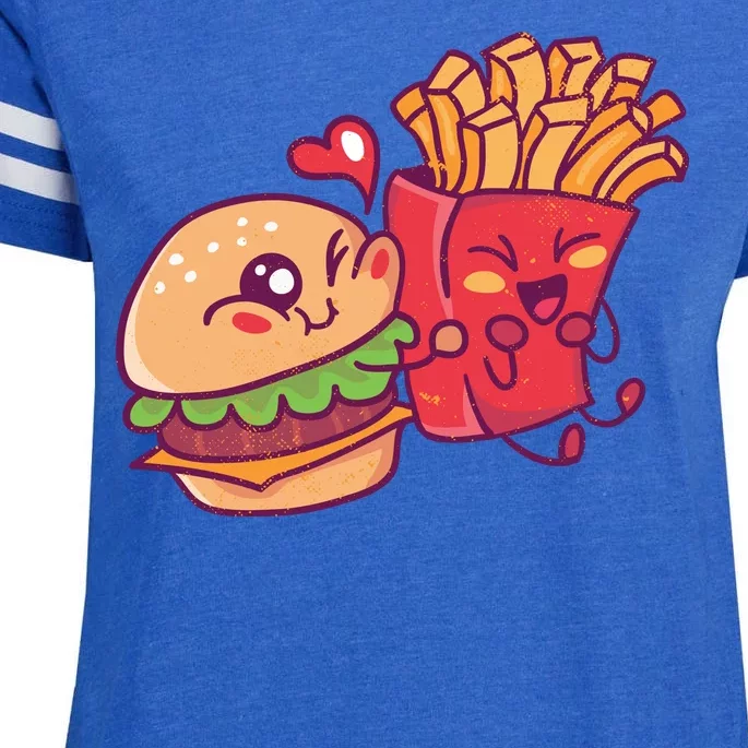 Burger Loves Fries Enza Ladies Jersey Football T-Shirt