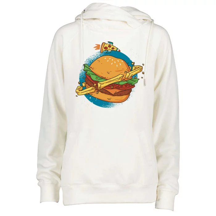 Burger Planet Womens Funnel Neck Pullover Hood