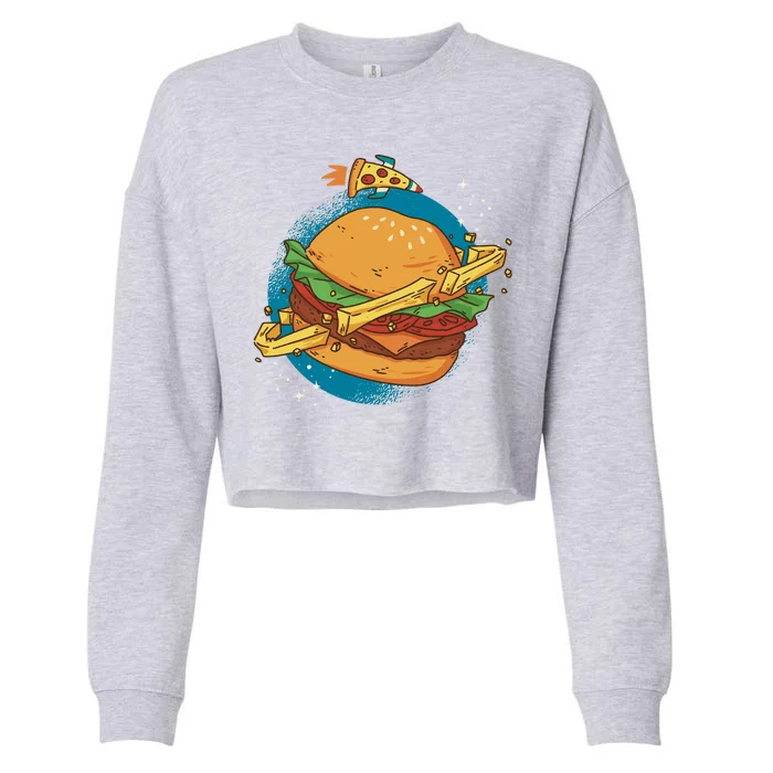 Burger Planet Cropped Pullover Crew