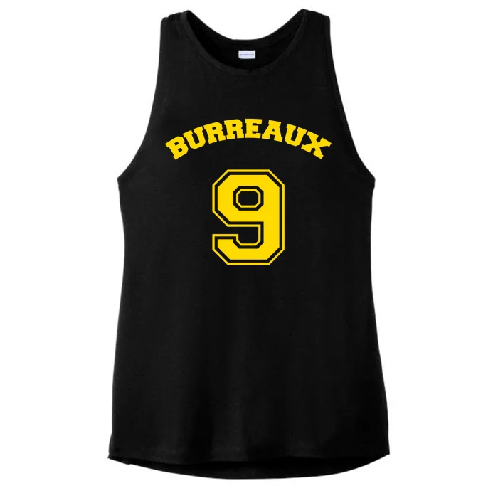 Burreaux Number 9 Louisiana Football Fan Ladies Tri-Blend Wicking Tank