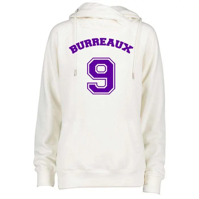 Burreaux Number 9 Louisiana Football Fan Womens Funnel Neck Pullover Hood