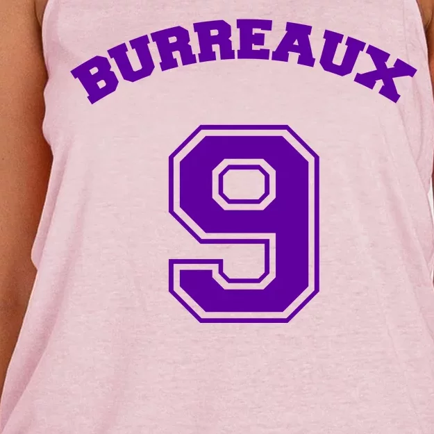 Burreaux Number 9 Louisiana Football Fan Women's Knotted Racerback Tank