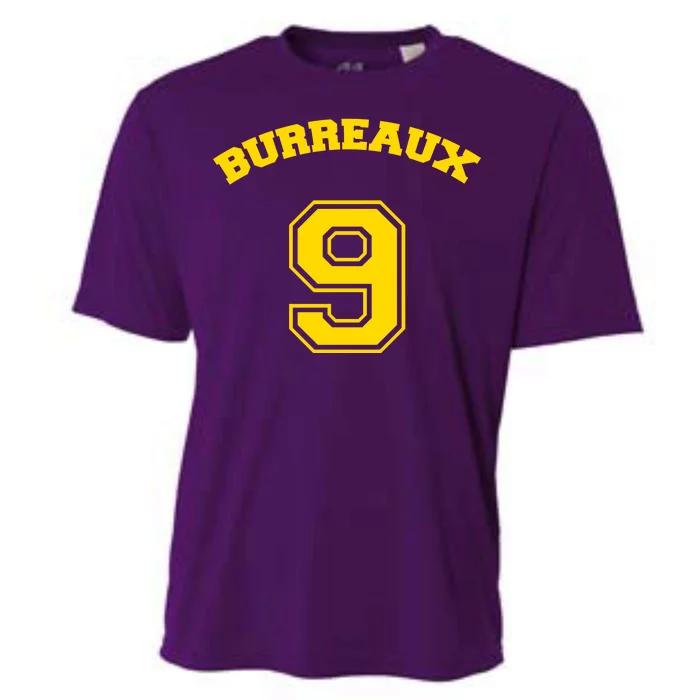 Burreaux Number 9 Louisiana Football Fan Cooling Performance Crew T-Shirt