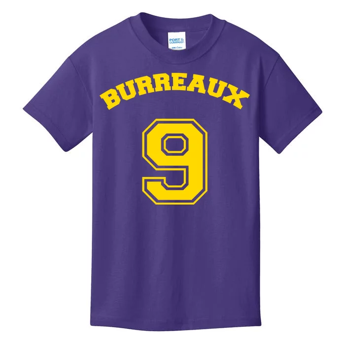 Burreaux Number 9 Louisiana Football Fan Kids T-Shirt