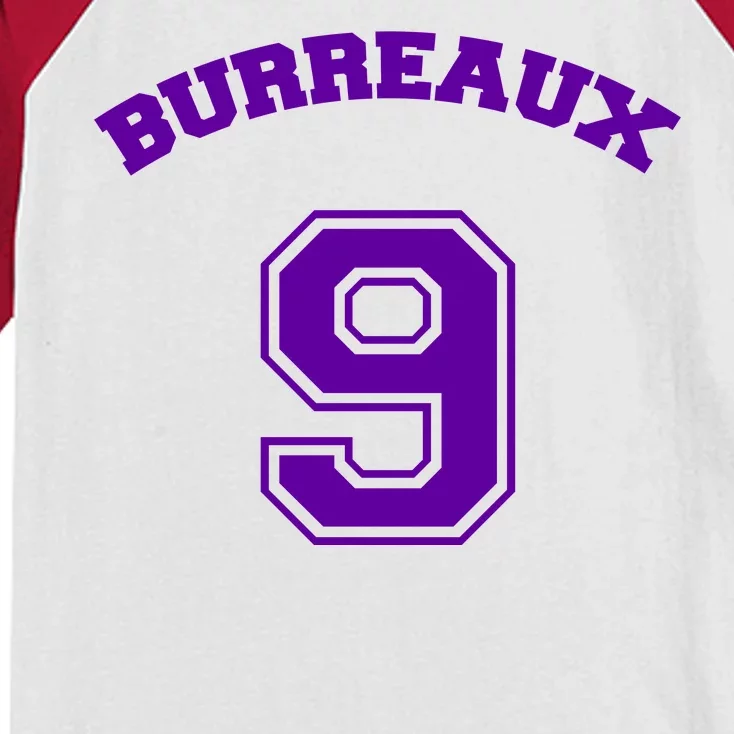 Burreaux Number 9 Louisiana Football Fan Kids Colorblock Raglan Jersey