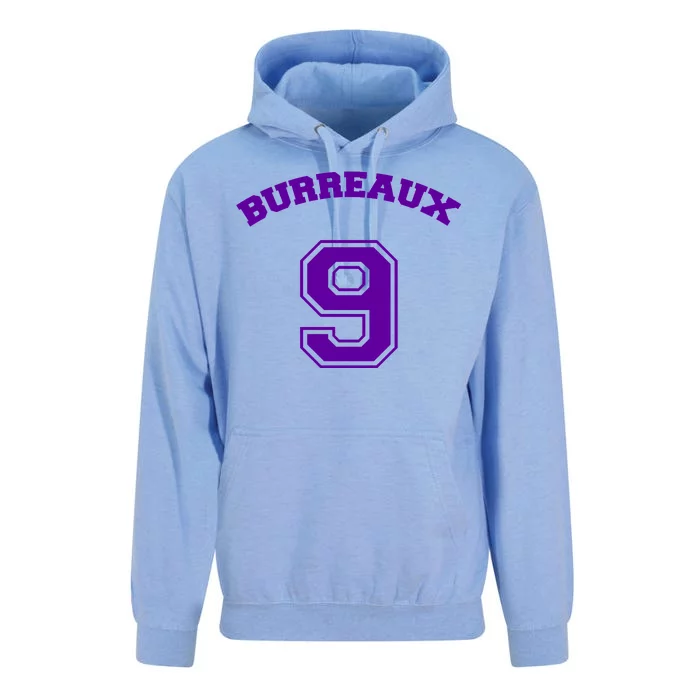 Burreaux Number 9 Louisiana Football Fan Unisex Surf Hoodie