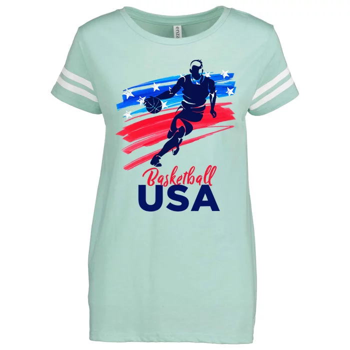 Basketball USA Support The Team Basketball Lover Enza Ladies Jersey Football T-Shirt