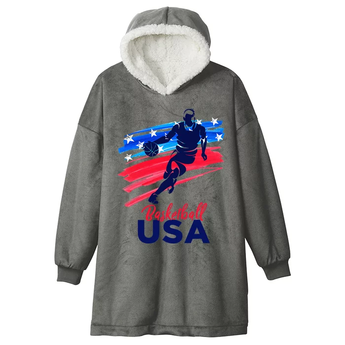 Basketball USA Support The Team Basketball Lover Hooded Wearable Blanket