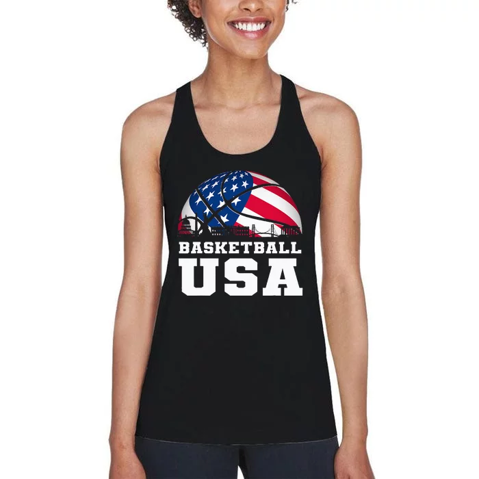 Basketball Usa Support Flag Women's Racerback Tank